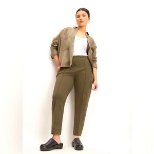 Everlane The Dream High Rise Pintuck Pant Dark Forest Green EUC